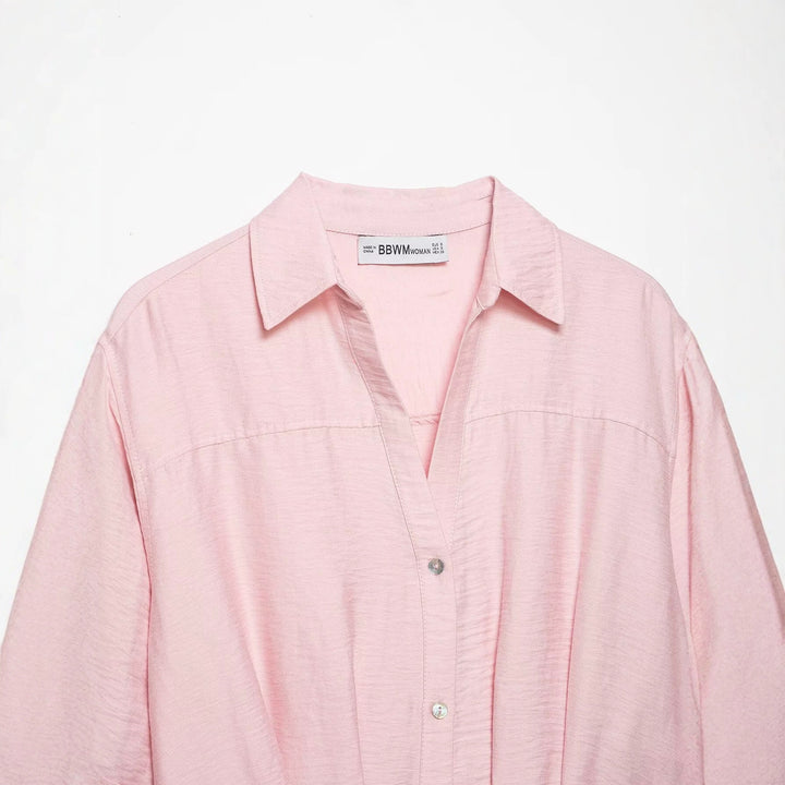 Damen Kastige Cropped-Bluse mit Hemdkragen, verkürztem Saum und Aufrollärmeln Echo Archiv