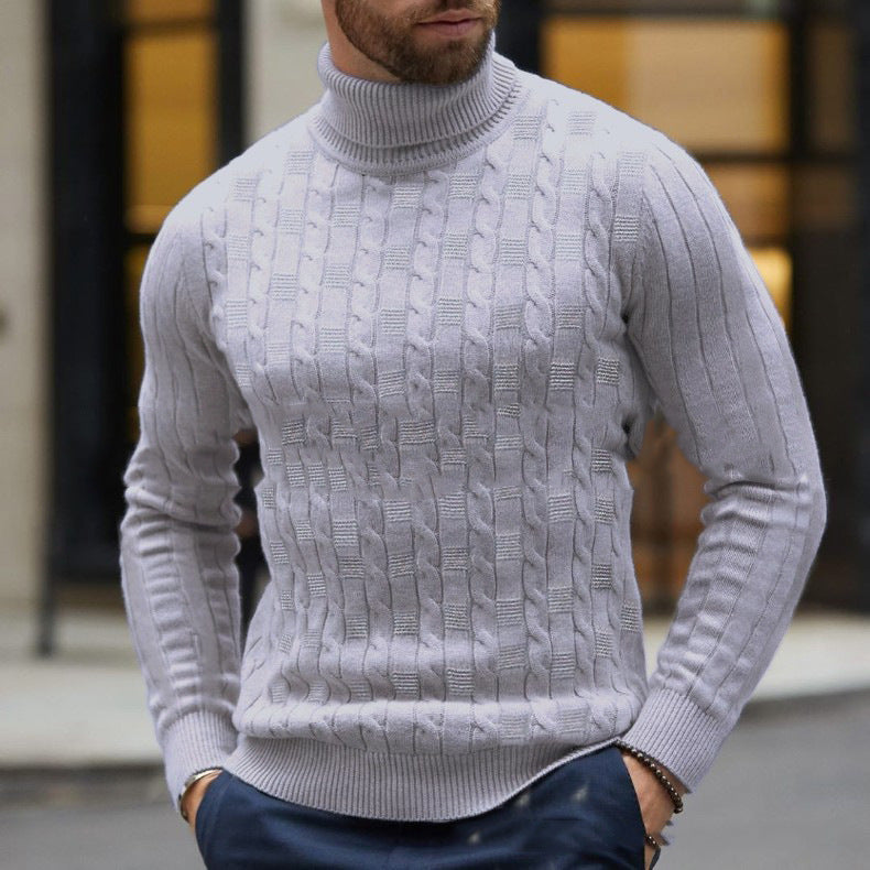 Herren Strickpullover mit schickem Rollkragen und strukturiertem Muster Echoarchiv