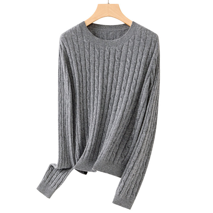 Damen Kuscheliger Zopfstrick-Pullover aus Feinstrick mit Rundhalsausschnitt Echoarchiv