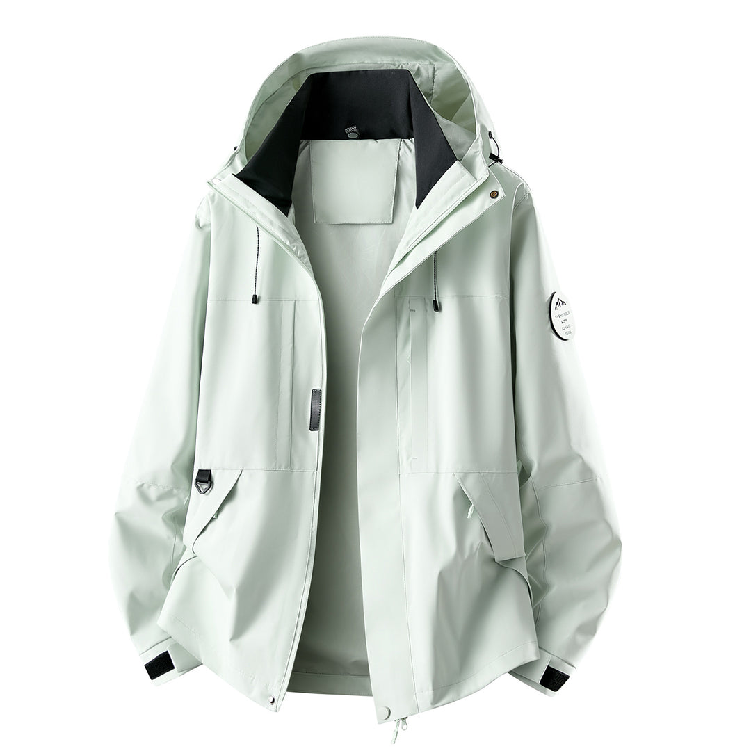 Herren Wasserabweisende Oversize-Outdoorjacke mit Kapuze, atmungsaktivem Softshell & Utility‑Taschen Echoarchiv