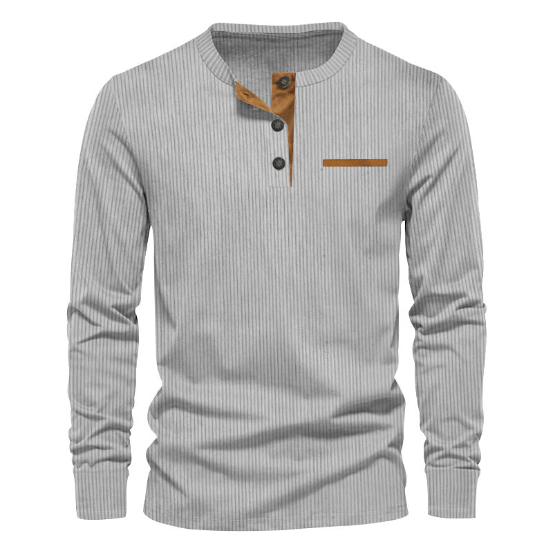 Herren nan Langarm-Henley mit feiner Rippenstruktur, schmaler Silhouette und Brustpaspel Echo Archiv
