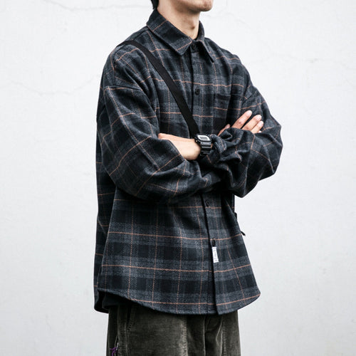 Herren Kariertes Overshirt‑Hemdjacke im Boxy‑Relaxed‑Schnitt Echoarchiv