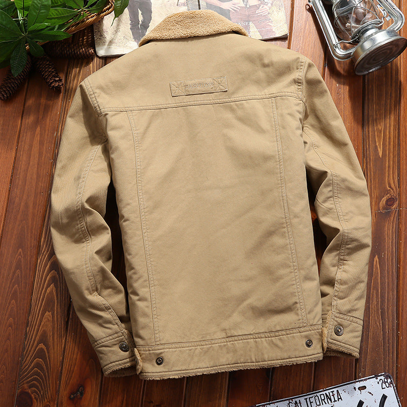 Herren nan robuste Canvas-Arbeitsjacke mit komplettem Sherpa-Innenfutter, verdeckter Druckknopfleiste und funktionalen Brust- und Eingrifftaschen Echo Archiv