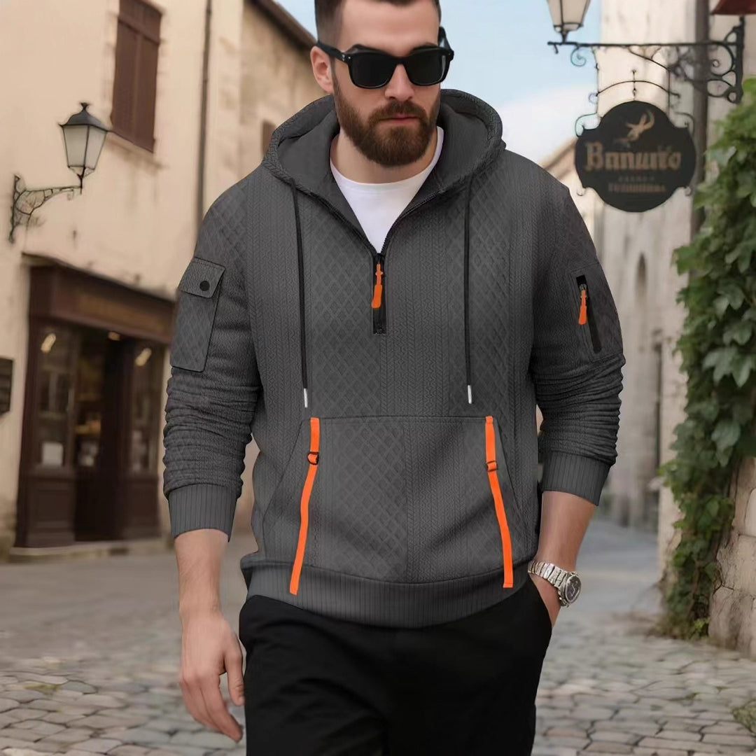 Herren modischer Hoodie mit strukturiertem Design und praktischen Taschen Echoarchiv