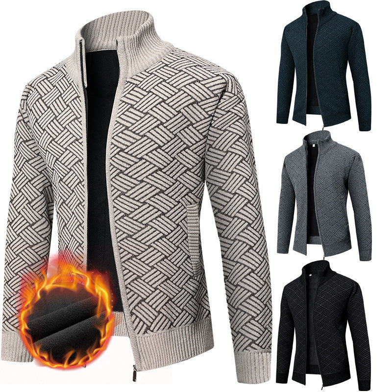 Herren Thermo-Strickzipjacke mit Jacquardmuster und Fleece-Innenfutter Echo Archiv