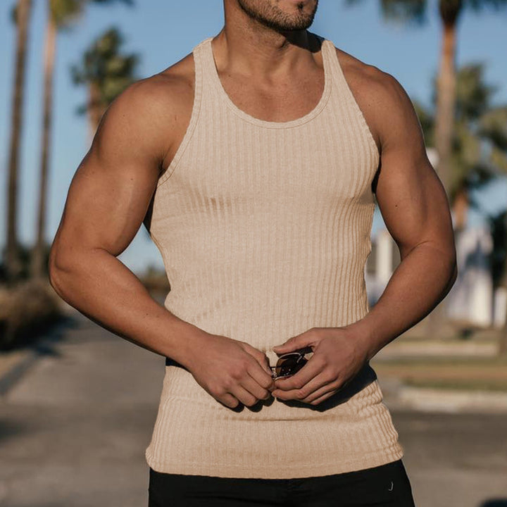 Herren nan geripptes Muskelshirt mit U-Ausschnitt und stretchigem Baumwollmix Echo Archiv