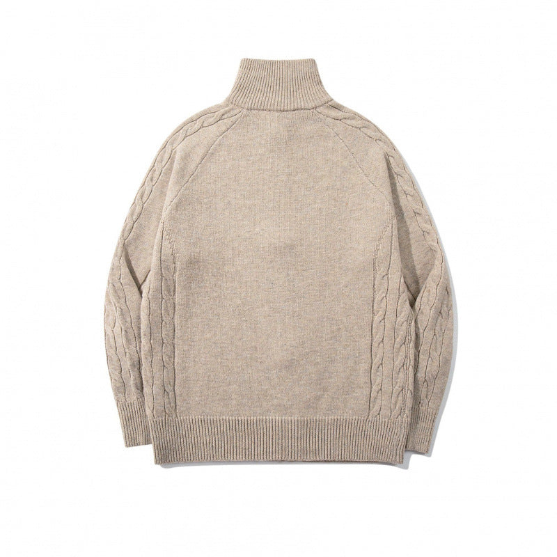 Unisex Boxy-Zip-Strickjacke mit Stehkragen, Zopfmusterärmeln und gerippten Abschlüssen Echo Archiv