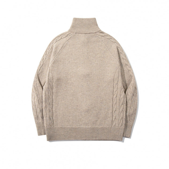 Unisex Boxy-Zip-Strickjacke mit Stehkragen, Zopfmusterärmeln und gerippten Abschlüssen Echo Archiv