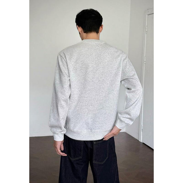 Herren Rundhals-Sweatshirt mit minimalistischer Blumenstickerei und cleanem Schnitt – Norvane