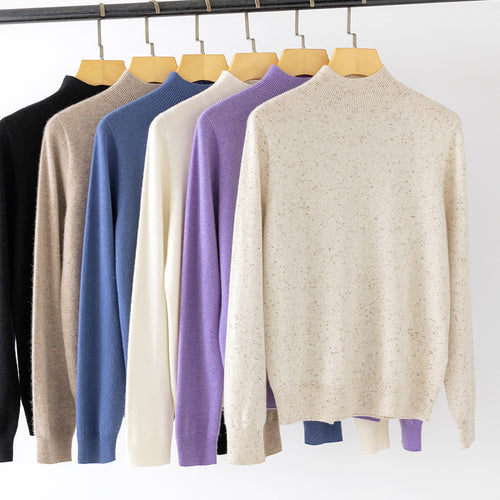Damen Feiner Stehkragen-Pullover aus Kaschmir-Mix mit gerippten Abschlüssen Echoarchiv
