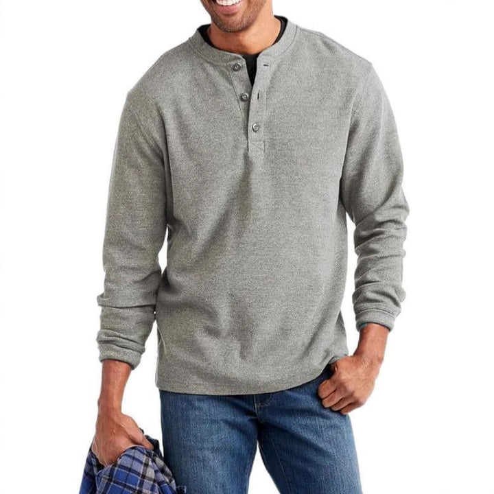 Herren langärmliges Henley-Shirt Echoarchiv
