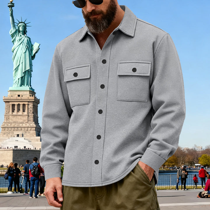 Herren nan lässige Hemdjacke aus Baumwollmischung mit aufgesetzten Brusttaschen Echo Archiv