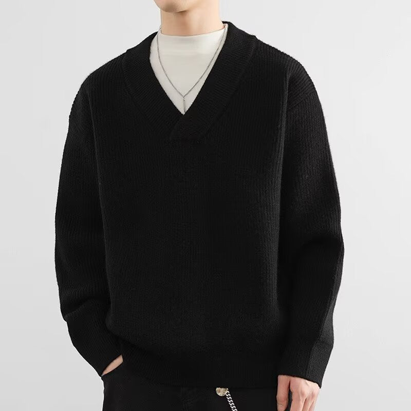 Herren Grobstrick-Pullover mit V-Ausschnitt Echoarchiv