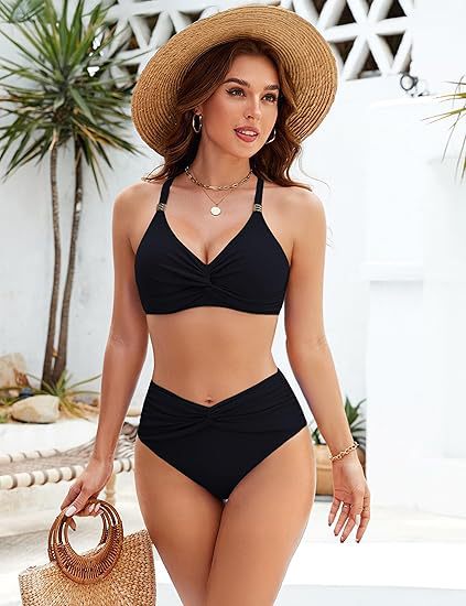 Damen Hochgeschnittenes Bikini-Set mit Twist-Detail Echo Archiv