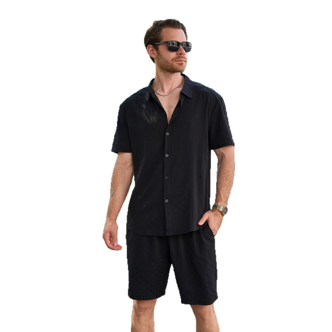 Herren leichte Sommer-Shorts und Kurzarm-Hemd Set Echoarchiv