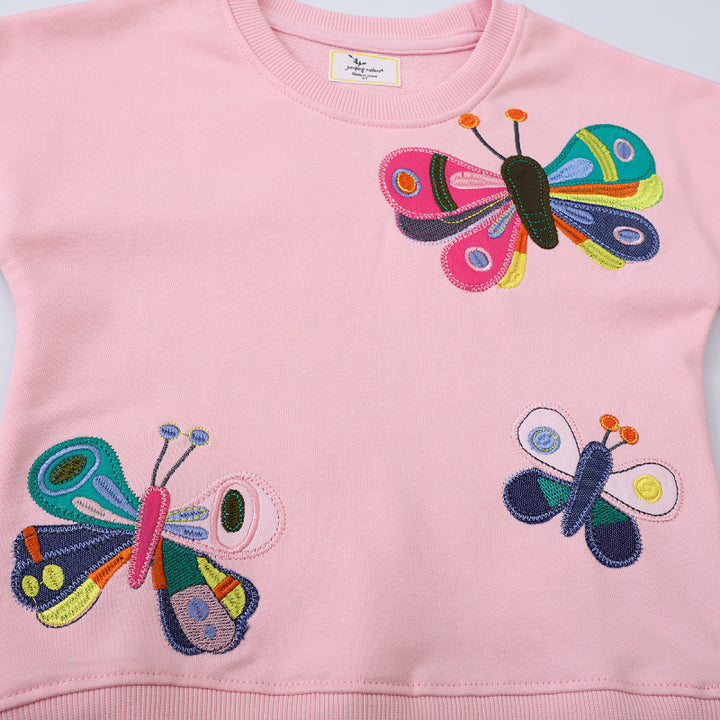 Mädchen Sweatshirt mit bunten Schmetterlings-Stickereien Echo Archiv
