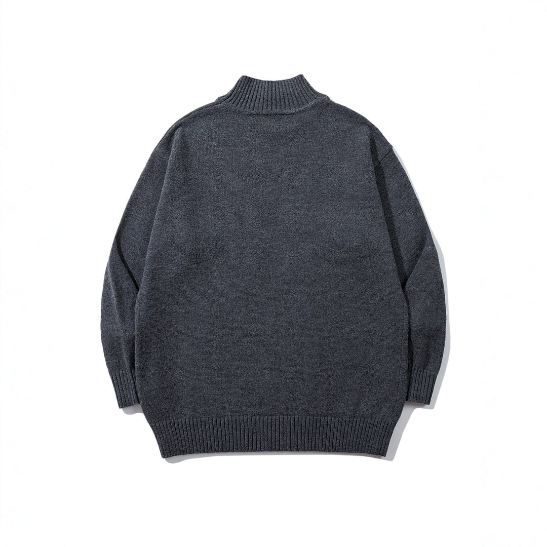 Unisex Oversize-Troyer-Pullover mit kurzem Stehkragen und breiten Rippenbündchen Echoarchiv