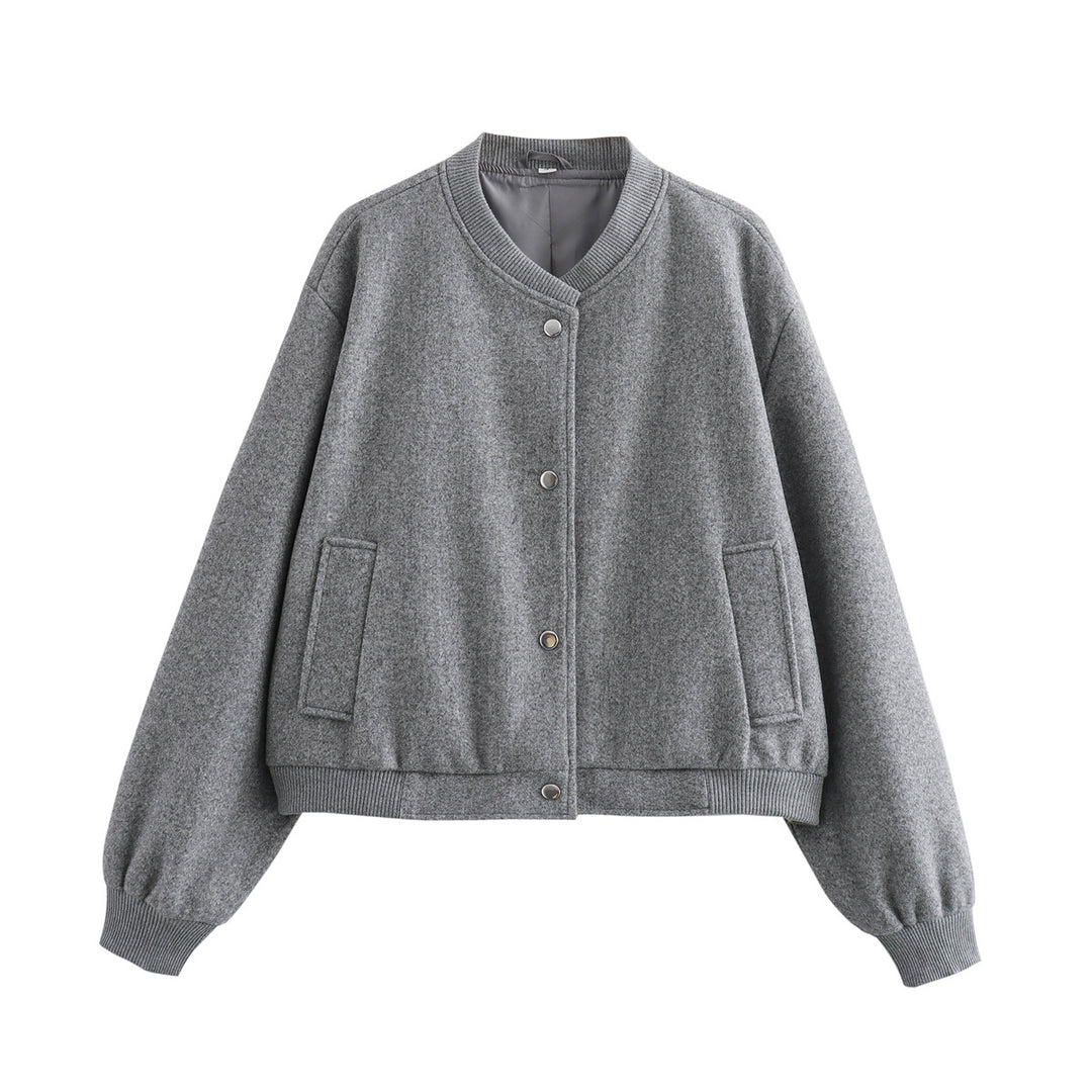 Damen 70+ kurze Wollmix‑Blousonjacke mit Reißverschluss, Hemdkragen und Pattentaschen Echo Archiv