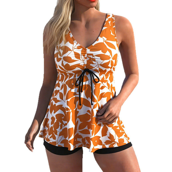 Damen Tankini-Set mit modischem Volant und grafischem Pfauenmuster Echo Archiv