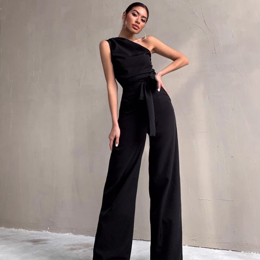 Damen One-Shoulder Jumpsuit mit weitem Bein Echo Archiv