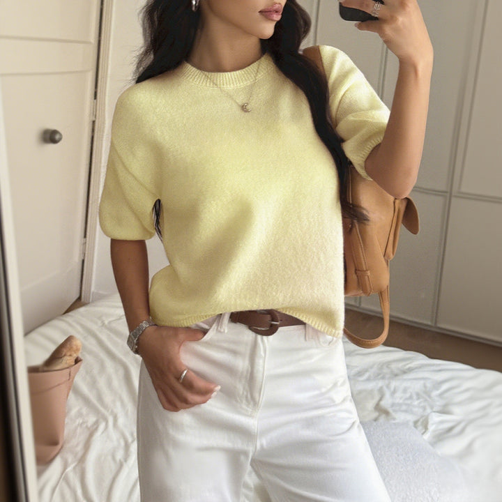 Damen kurzärmeliges Strickoberteil mit lässigem Schnitt Echo Archiv