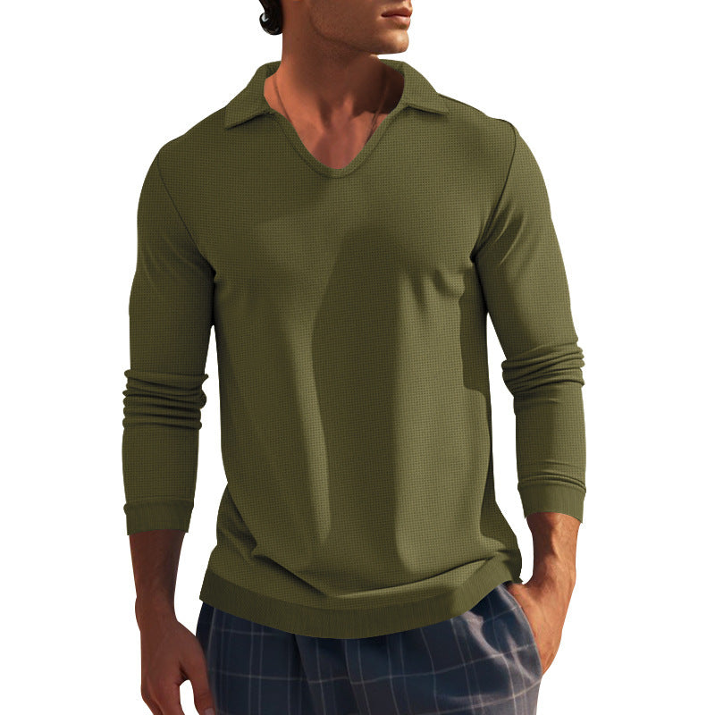 Herren Langarmshirt mit modernem V-Ausschnitt und strukturiertem Design Echoarchiv