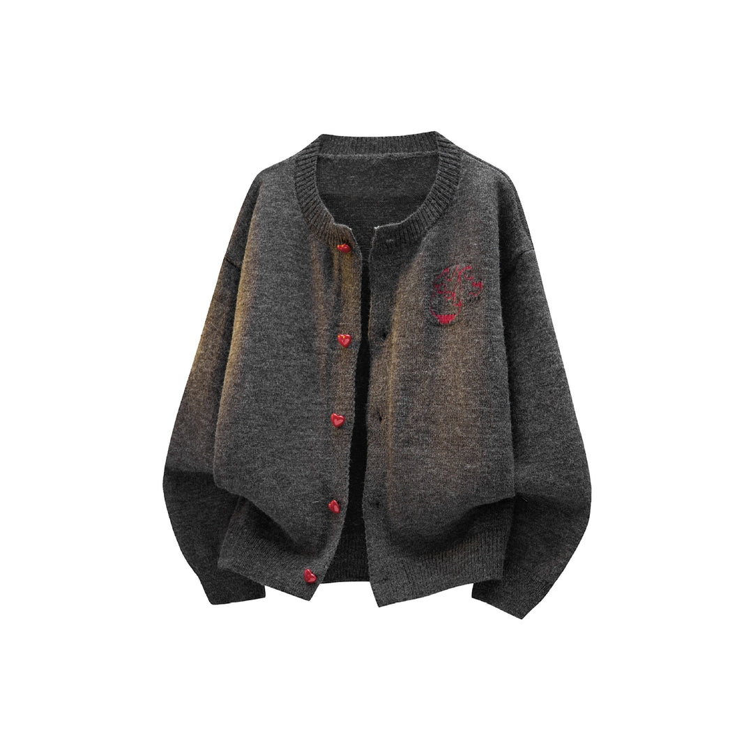 Damen Kuscheliger Grobstrick Cardigan mit Herz-Knöpfen Echoarchiv