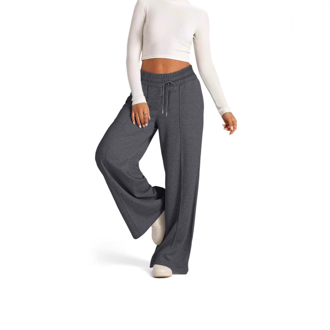 Damen weite High‑Waist Palazzo-Loungehose mit elastischem Komfortbund und Kordelzug – Avélisse