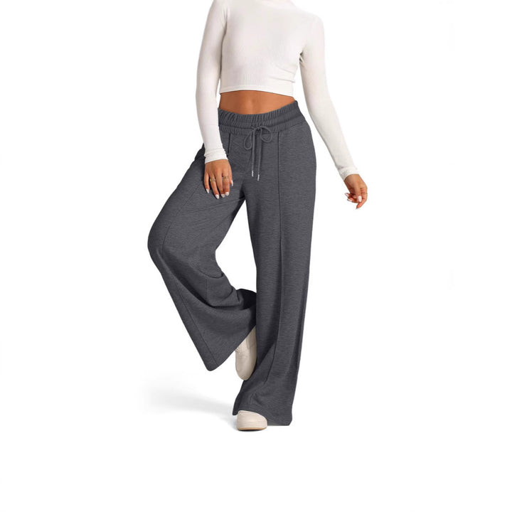 Damen weite High‑Waist Palazzo-Loungehose mit elastischem Komfortbund und Kordelzug – Avélisse