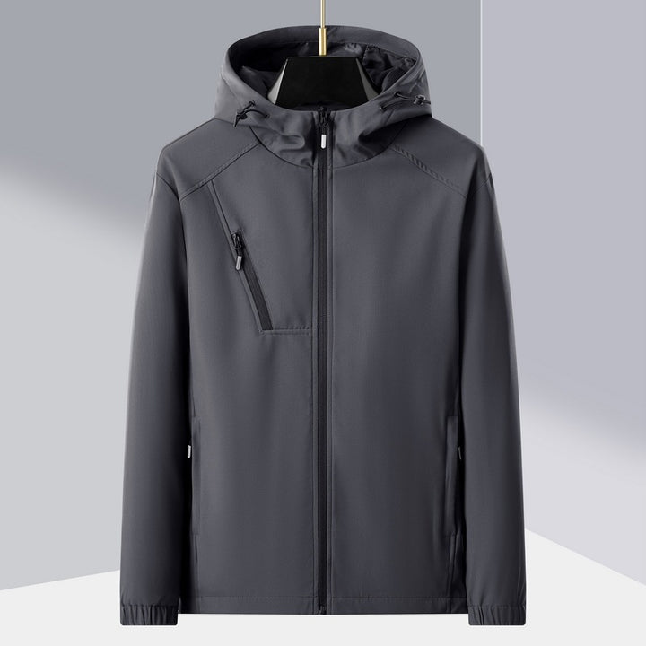 Herren leichte Softshell-Outdoorjacke mit ergonomischer Kapuze und diagonalem Brustreißverschluss Echo Archiv