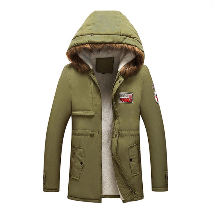 Herren modische Winterjacke mit Kunstfellkragen und praktischen Taschen Echoarchiv