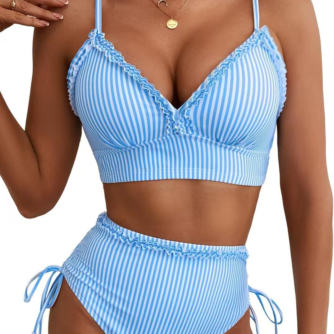 Damen Bikini-Set mit süßem Rüschendetail und hoch tailliertem Schnitt Echo Archiv
