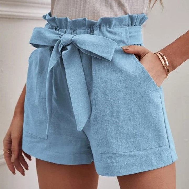 Damen elegante Shorts mit Bindegürtel und breitem Bund Echoarchiv