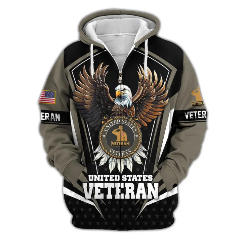 Herren Kapuzensweater mit amerikanischem Veteranenmotiv Echoarchiv