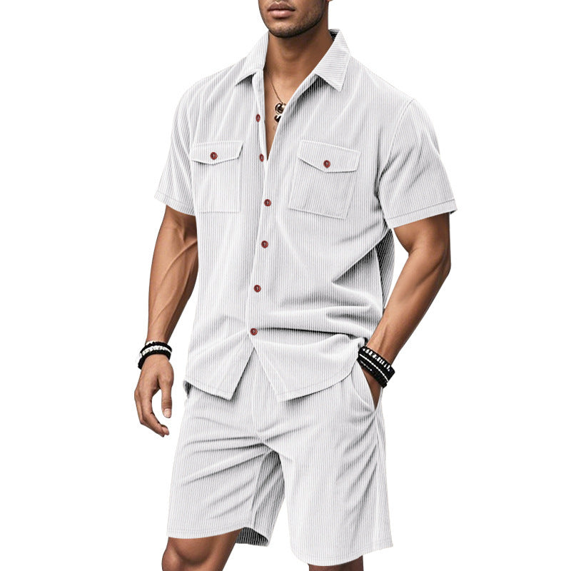 Herren elegantes Kurzarmhemd und kurze Hose Set Echoarchiv