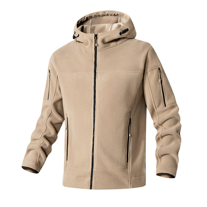 Herren technische Fleecejacke mit verstellbarer Kapuze und mehreren Reißverschlusstaschen Echoarchiv