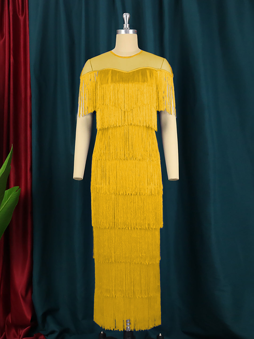 Damen Maxikleid mit Fransen Echo Archiv