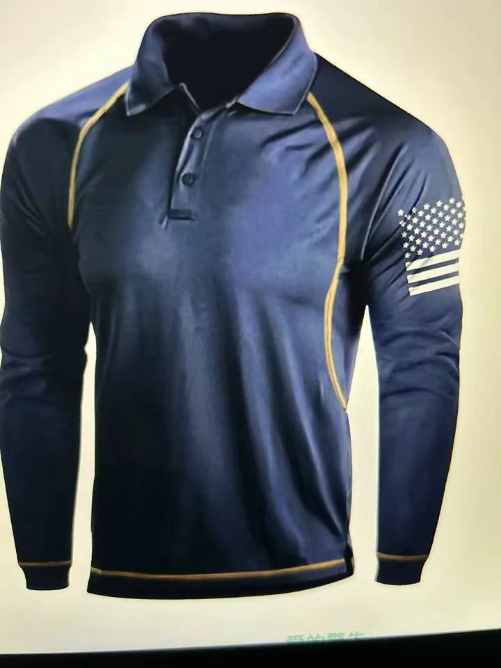 Herren Langarm Poloshirt mit patriotischem Design und funktionellem Schnitt Echoarchiv