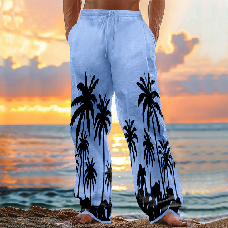 Herren entspannte Strandhose mit Palmenmotiv Echoarchiv