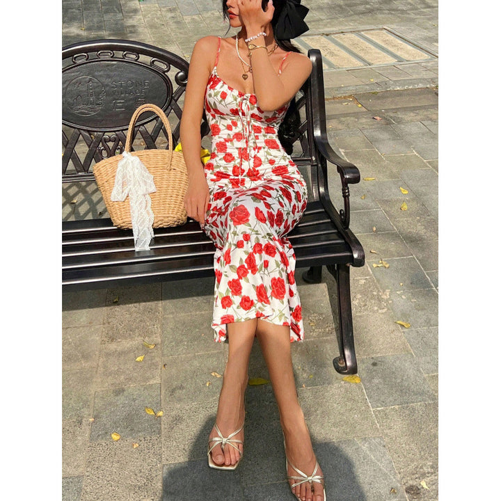 Damen Midi-Kleid mit floralen Details und zauberhaftem Schnitt Echo Archiv
