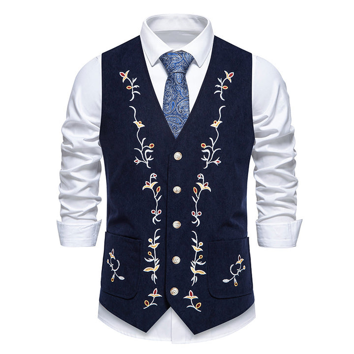 Herren elegante Weste mit floralem Stickdesign Echoarchiv