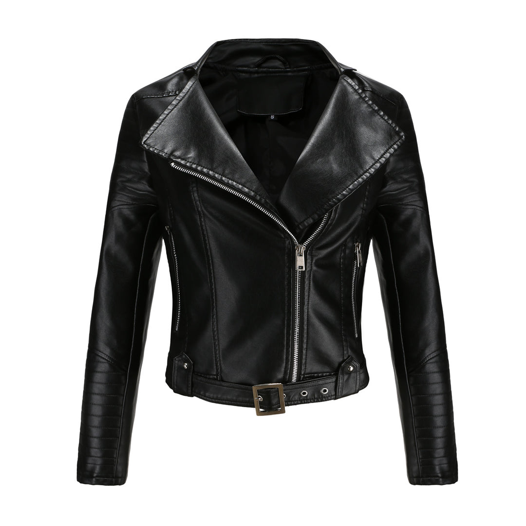 Damen nan kurz geschnittene Motorradjacke in Biker-Optik mit asymmetrischem Reißverschluss und gesteppter Ärmelpartie Echo Archiv