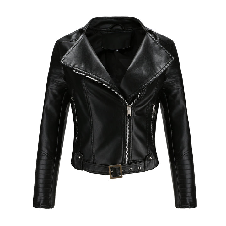 Damen nan kurz geschnittene Motorradjacke in Biker-Optik mit asymmetrischem Reißverschluss und gesteppter Ärmelpartie Echo Archiv