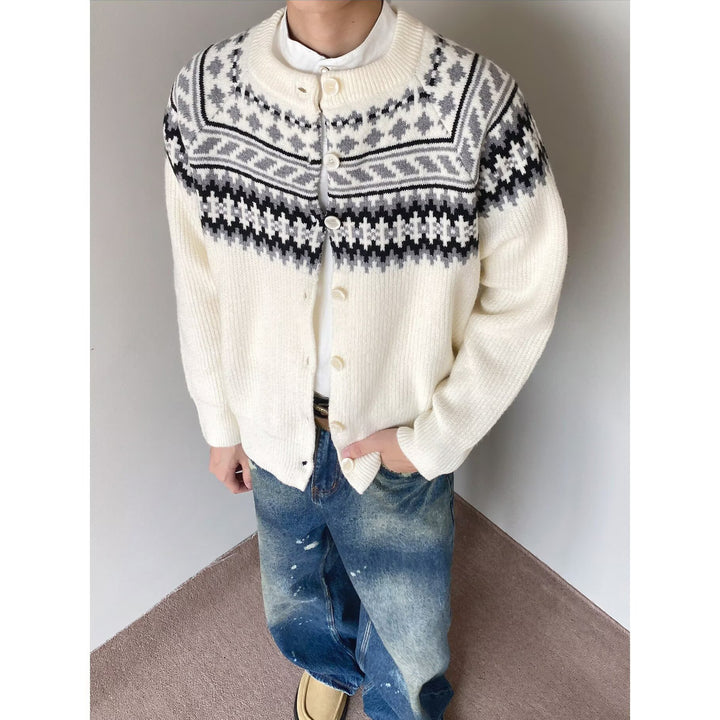 Herren Grobstrick Pullover mit geometrischem Muster Echoarchiv