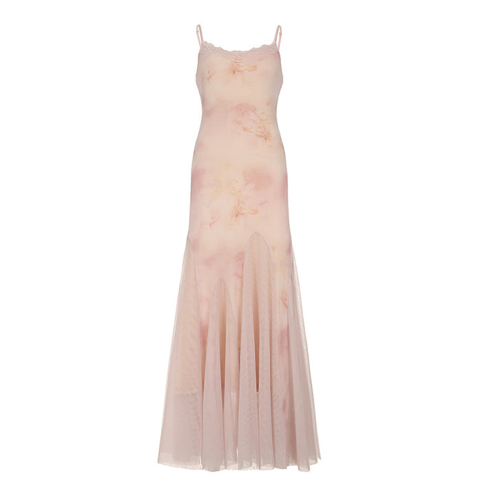Damen elegantes Maxikleid aus transparenter Spitze und floralem Design Echo Archiv