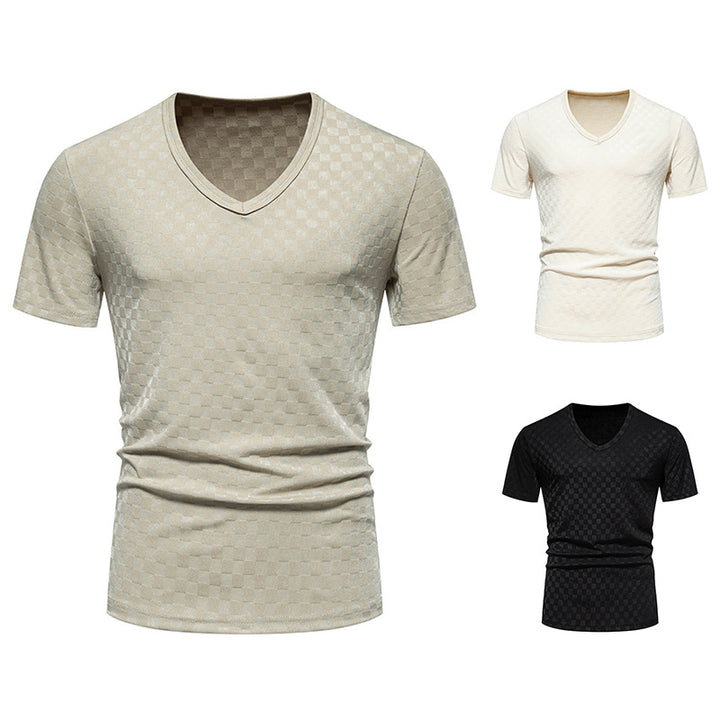 Herren V-Ausschnitt Shirt mit strukturierter Oberfläche Echoarchiv