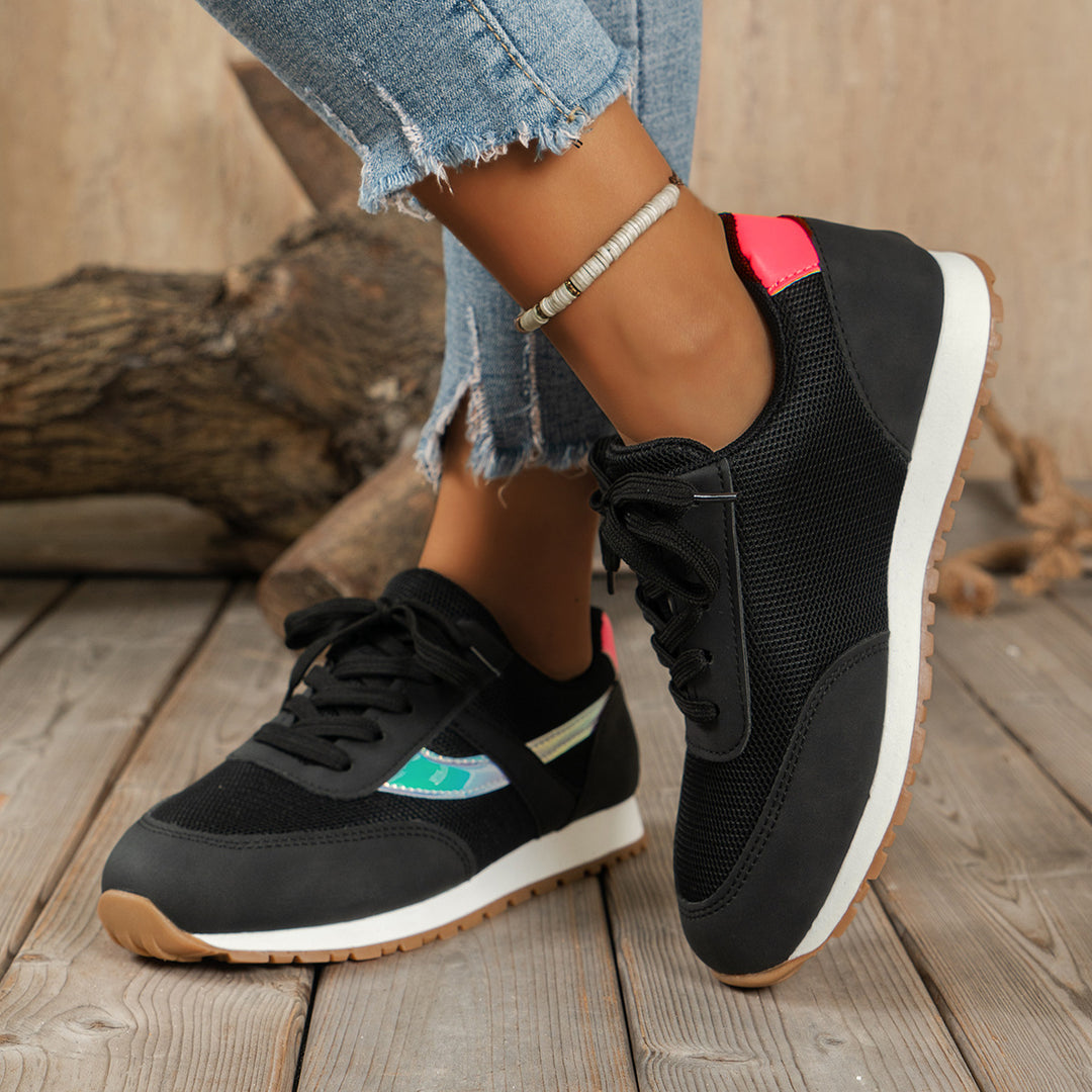 Damen  leichte Retro-Lauf-Sneaker mit verstärkter Zehenkappe, atmungsaktivem Mesh-Obermaterial und profilierter Gummilaufsohle Echo Archiv