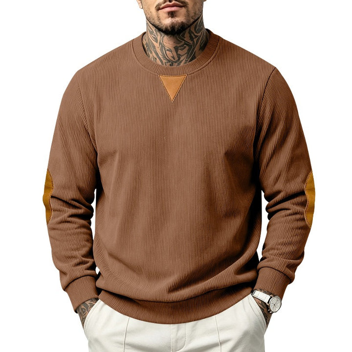 Herren Sweatshirt mit Strukturstrick, Ellbogen-Patches und Rundhalsausschnitt Echoarchiv