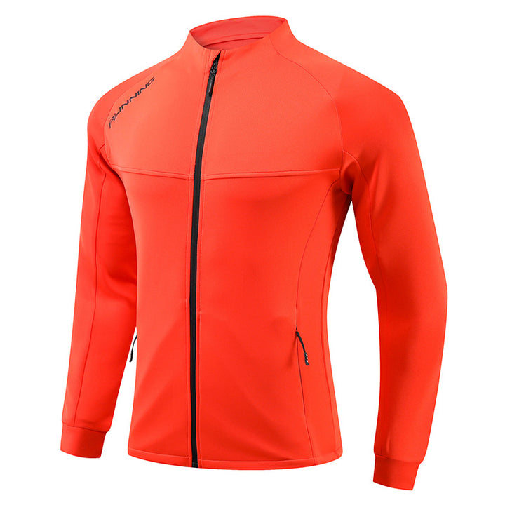 Herren Eng anliegende atmungsaktive Laufjacke mit durchgehendem Reißverschluss und Reißverschlusstaschen – Cavarno