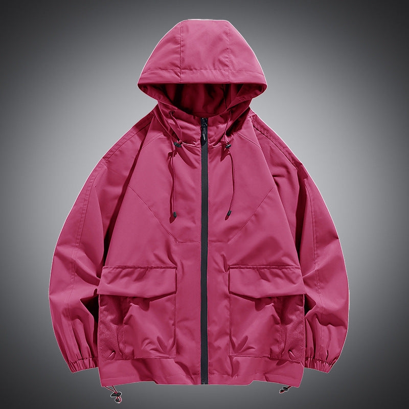 Herren Oversize Kapuzen-Windbreaker mit Multi‑Taschen, Mesh‑Einsätzen und Kordelzug Echo Archiv
